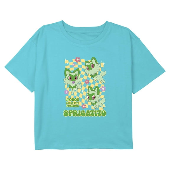 Girl's Pokemon Retro Sprigatito Graphic Cropped T-Shirt