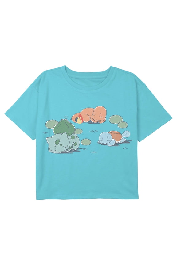 Girl's Pokemon Sleeping Trio Field Graphic Cropped T-Shirt