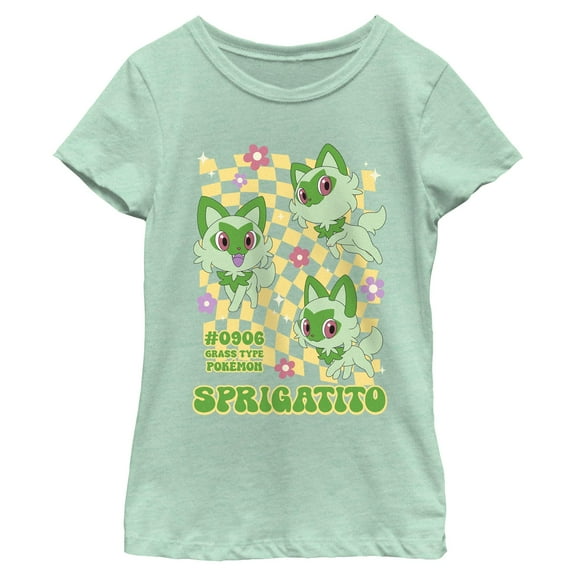 Girl's Pokemon Sprigatito Floral Type  Graphic T-Shirt