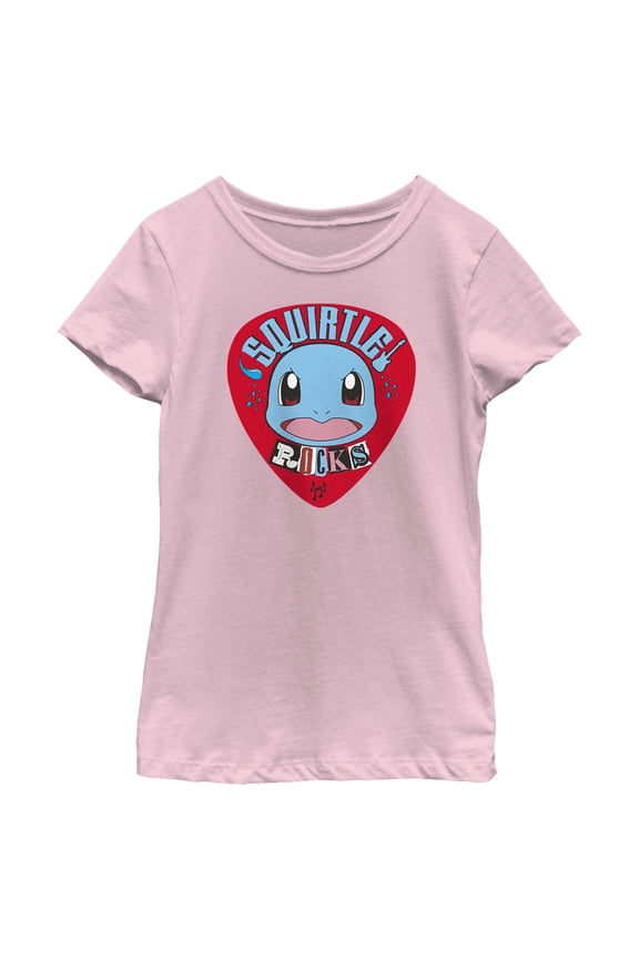 Girl's Pokemon Squirtle Rocks Graphic Tee Light Pink Large