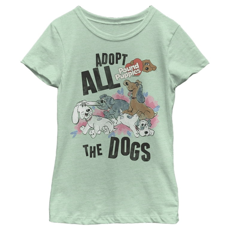 Girl's Pound Puppies Adopt All the Dogs Graphic Tee Mint X Small