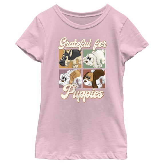 Girl's Pound Puppies Grateful for Puppies Graphic Tee Light Pink Large