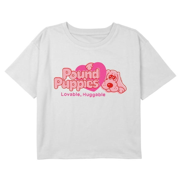 Girl's Pound Puppies Lovable and Huggable Graphic Cropped T-Shirt