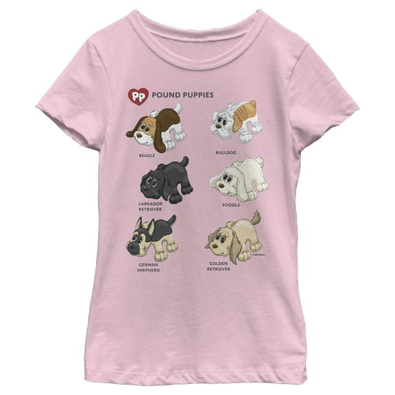 Girl's Pound Puppies Puppy Chart Graphic Tee Light Pink Large