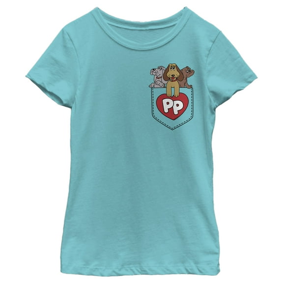 Girl's Pound Puppies Puppy Pocket Graphic Tee Tahiti Blue Small