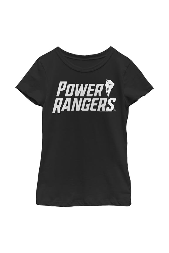 Girl's Power Rangers Classic Lightning Bolt Logo Graphic Tee Black Large