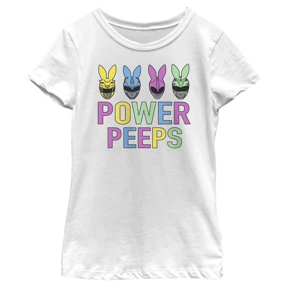 Girl's Power Rangers Easter Power Peeps Graphic Tee White Large