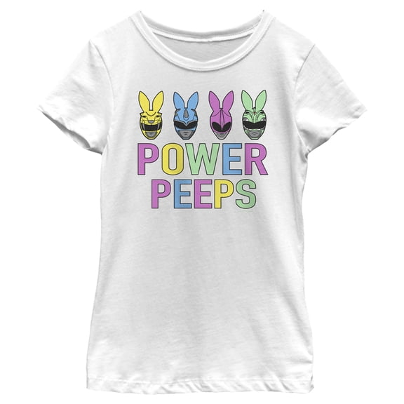 Girl's Power Rangers Easter Power Peeps Graphic Tee White X Large