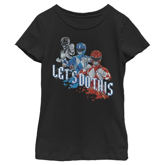 Girl's Power Rangers Let's Do This Team Graphic Tee Black X Small