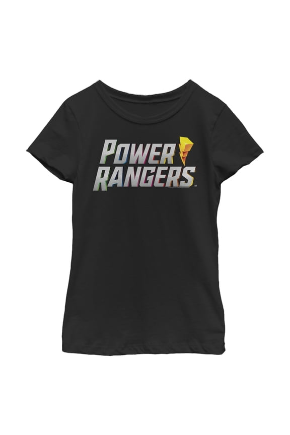 Girl's Power Rangers Lightning Bolt Logo Graphic Tee Black Large