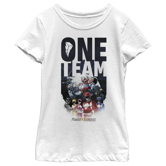 Girl's Power Rangers One Team Poster Graphic Tee White X Small