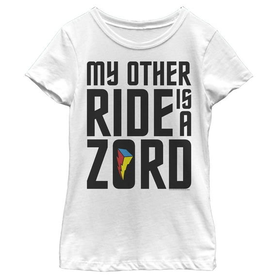 Girl's Power Rangers Other Ride is a Zord Graphic Tee White Small