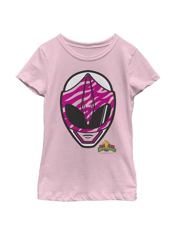 Girl's Power Rangers Pink Ranger Helmet Graphic Tee Light Pink Medium