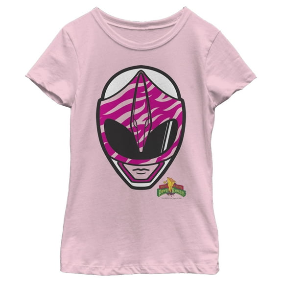 Girl's Power Rangers Pink Ranger Helmet  Graphic Tee Light Pink Small