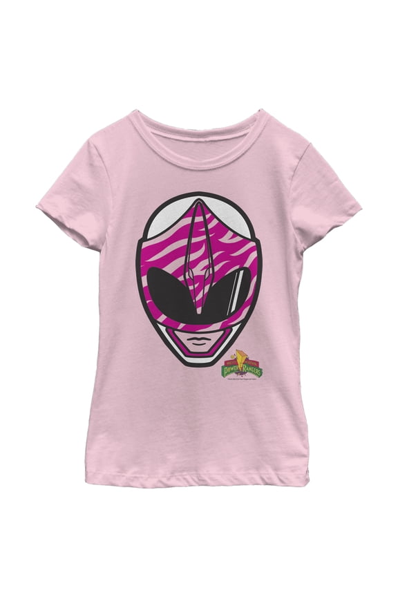 Girl's Power Rangers Pink Ranger Helmet Graphic Tee Light Pink Small