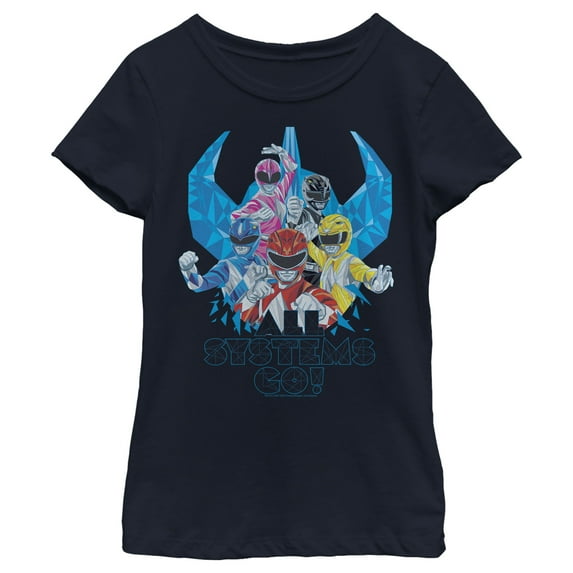 Girl's Power Rangers Systems Go Team Graphic Tee Navy Blue Medium
