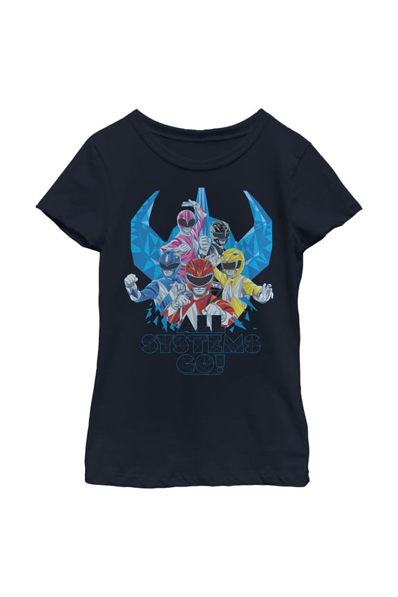 Girl's Power Rangers Systems Go Team  Graphic Tee Navy Blue Small