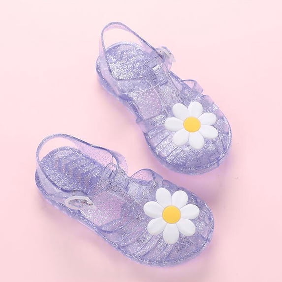 Girl's Princess Cosplay Shoes Dress Up Shoes Crystal Sandals Jelly Shoes for Carnival Birthday Party Fits Kids 2-9 Years Purple 6-7Years