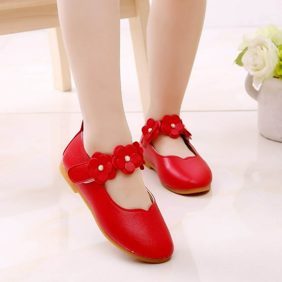 Girl's Princess Cosplay Shoes Dress Up Shoes Crystal Sandals Jelly Shoes for Carnival Birthday Party Fits Kids 2-9 Years Red 5-6Years