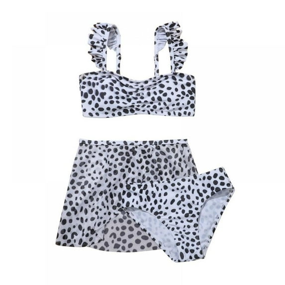 Girl's Print Bikini Swimswear Beach Bathing Suit with Cover Up 3 Piece Swimsuits - Multicoloures