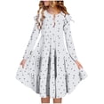 thumbnail image 1 of Girl's Printed Dresses Ruffle Sleeve Tiered Swing A-Line Cute Midi Casual Sundress, 1 of 6