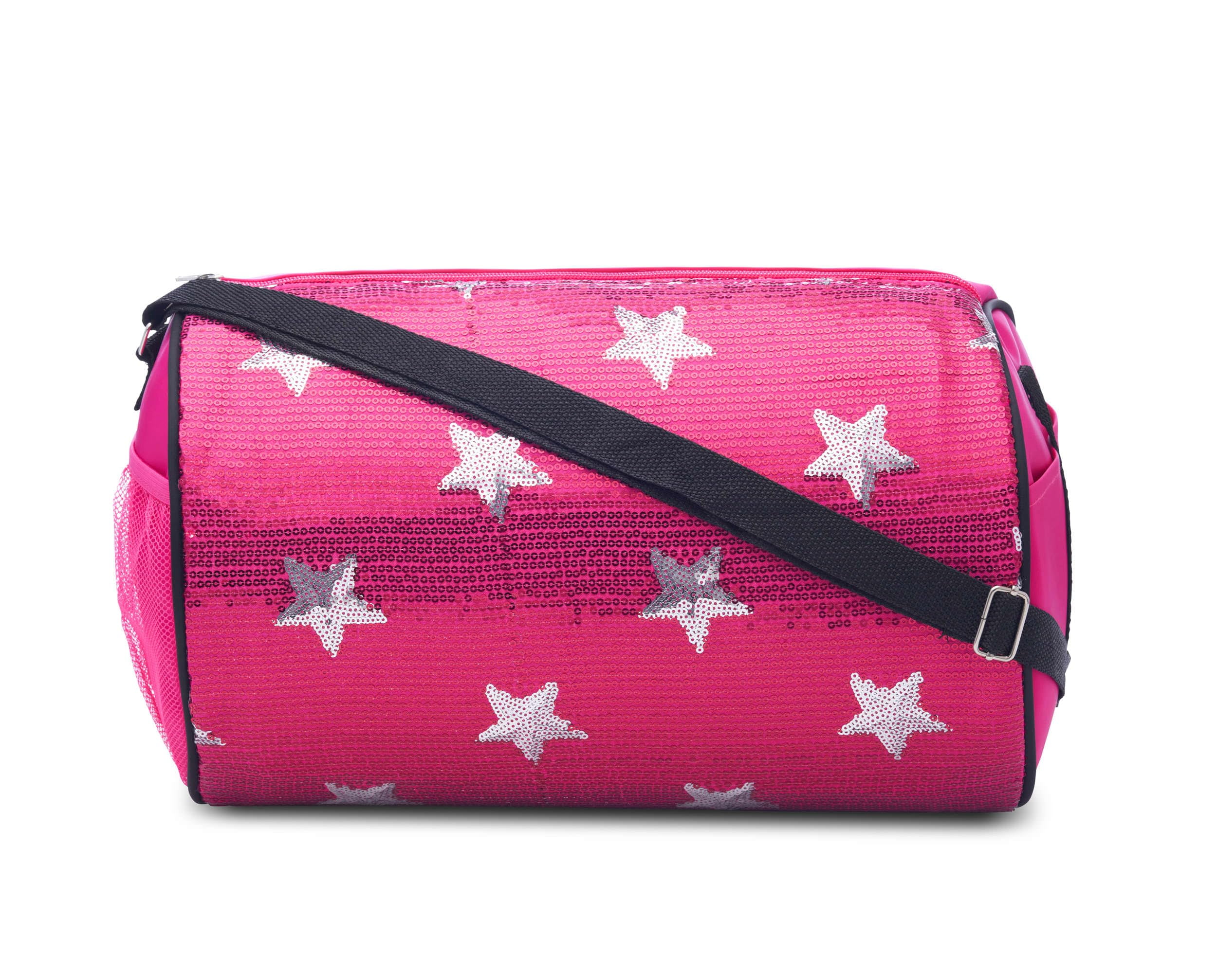 Girl's Quilted Nylon Dance Duffel Bag w/ Sequin Stars (Fuchsia