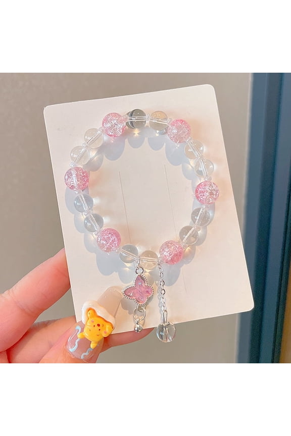 Girl's Rainbow Bead Bracelets - Colorful, Stretchy Princess Bracelets for Princess Birthday Present