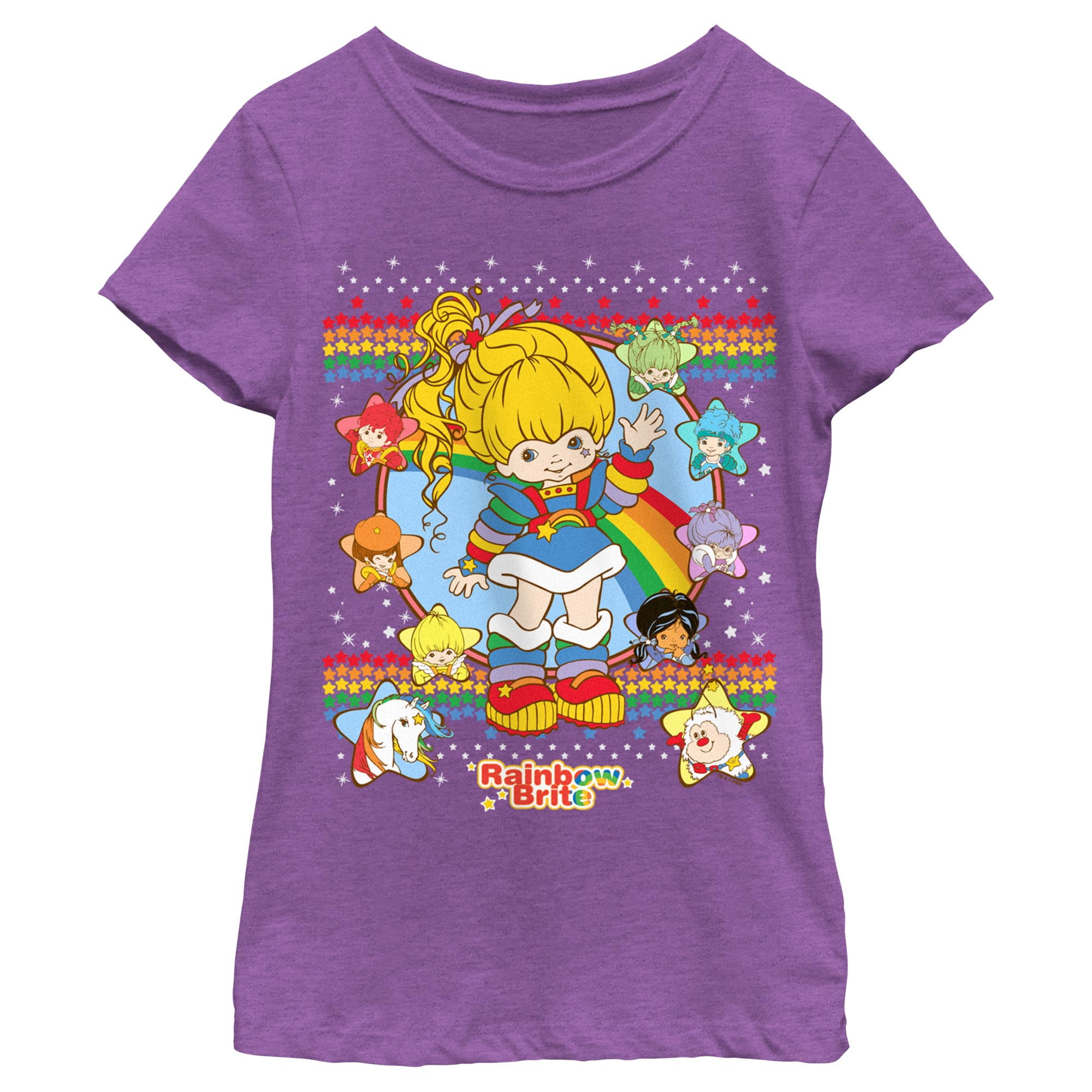 Girl's Rainbow Brite Ugly Sweater Characters Graphic T-Shirt
