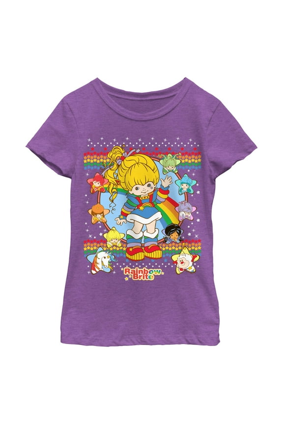 Girl's Rainbow Brite Ugly Sweater Characters Graphic T-Shirt