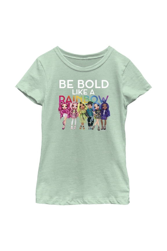 Girl's Rainbow High Be Bold Like a Rainbow Graphic Tee Mint Large