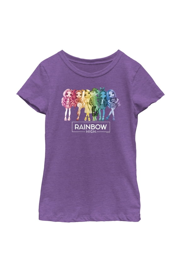 Girl's Rainbow High Classic Logo Characters Graphic Tee Purple Berry X Large