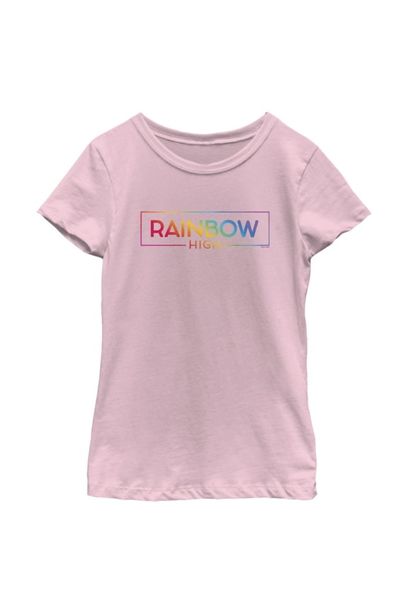 Girl's Rainbow High Colorful Classic Logo Graphic Tee Light Pink Medium