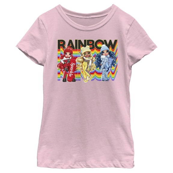 Girl's Rainbow High Rainbow Winter Characters  Graphic Tee Light Pink X Small