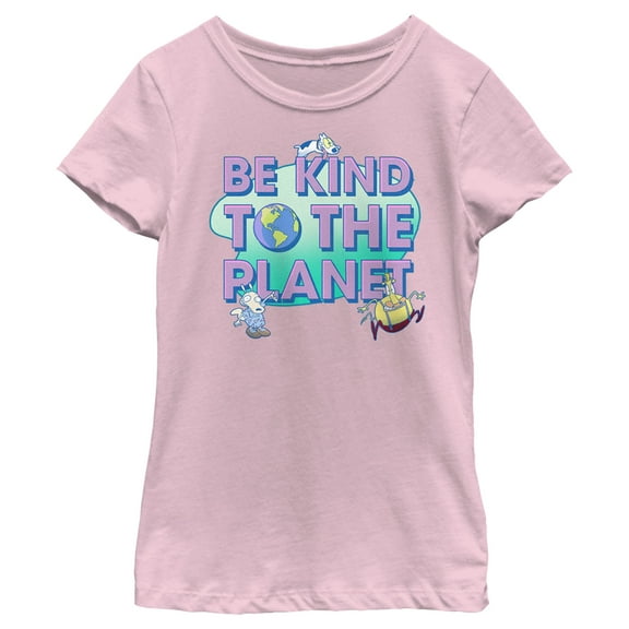 Girl's Rocko's Modern Life Kind to the Planet  Graphic Tee Light Pink Medium