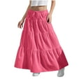 thumbnail image 1 of Girl's Ruffle Tiered Maxi Skirts Drawstring Elastic High Waisted Long Skirt Beach Vacation Outfits 4-15 Years (14-15 Years, Hot Pink), 1 of 8