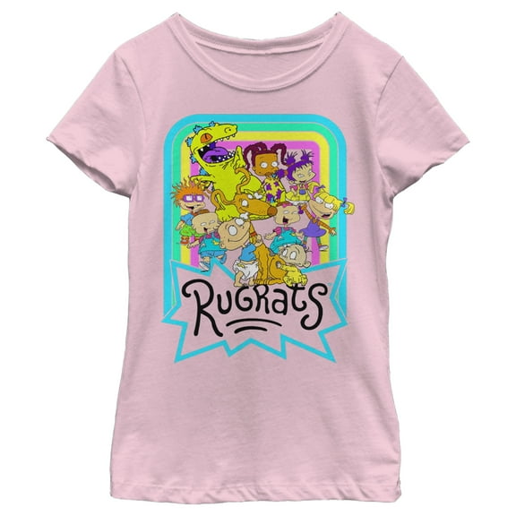Girl's Rugrats Framed Group Shot  Graphic Tee Light Pink Small