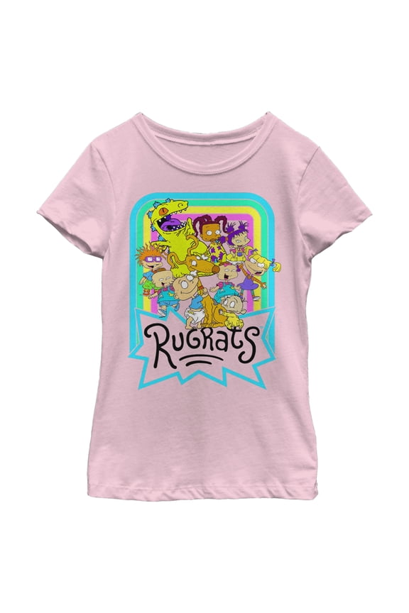 Girl's Rugrats Framed Group Shot Graphic Tee Light Pink Small