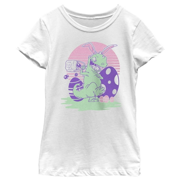 Girl's Rugrats Reptar Easter Eggs  Graphic Tee White Small
