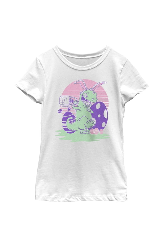Girl's Rugrats Reptar Easter Eggs Graphic Tee White X Large