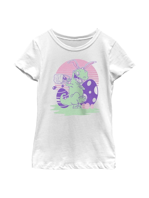 Girl's Rugrats Reptar Easter Eggs Graphic Tee White X Large