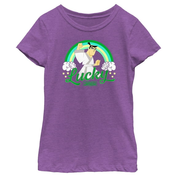 Girl's Samurai Jack St. Patrick’s Day Lucky Graphic Tee Purple Berry Medium