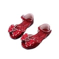 thumbnail image 1 of Girl's Sandals Toddler Kids Mary Jane Flat Shoes Peep Toe Glitter Rhinestone Bowtie Summer Cute Princess Dress Shoes Red 6.5 Toddler, 1 of 5