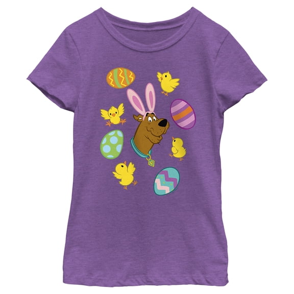 Girl's Scooby Doo Bunny Ears Scooby Graphic Tee Purple Berry Small
