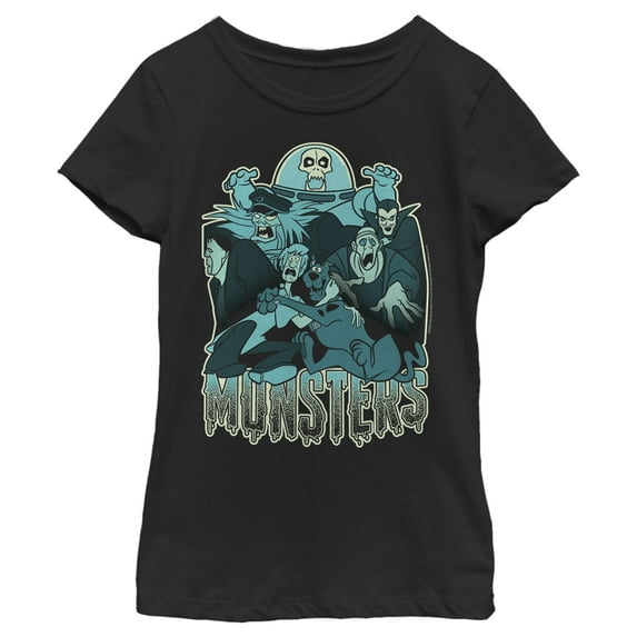 Girl's Scooby Doo Monster Attack Graphic Tee Black Large