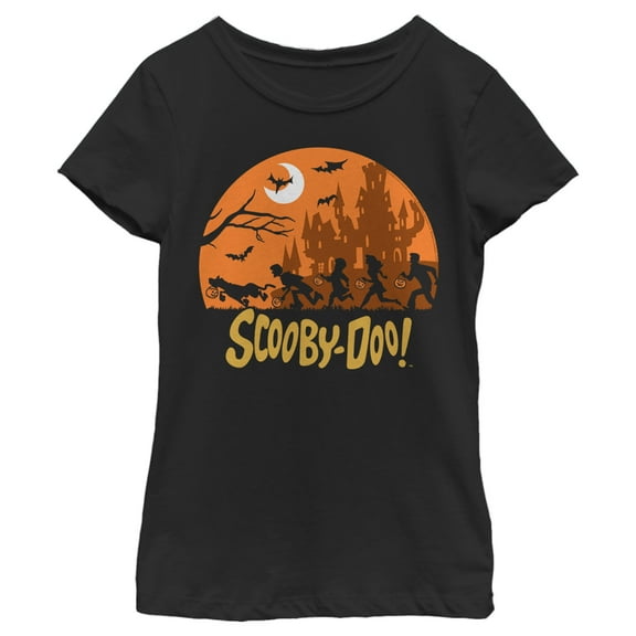 Girl's Scooby Doo Moon Silhouette Chase  Graphic Tee Black X Small