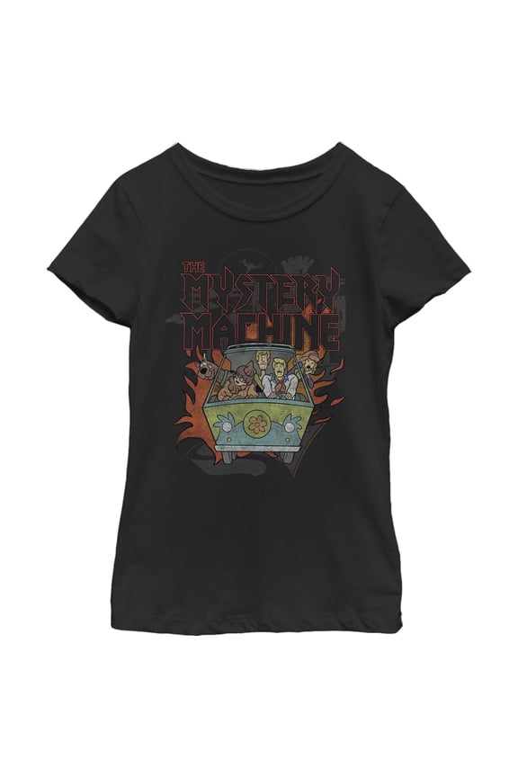 Girl's Scooby Doo Mystery Machine Rock & Roll Graphic Tee Black X Large