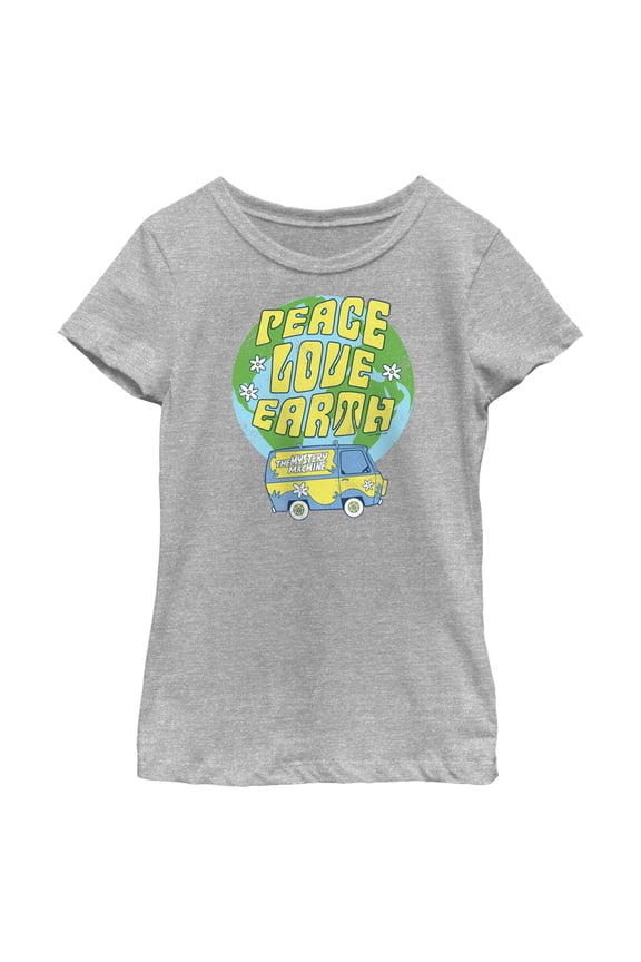 Girl's Scooby Doo Peace Love Earth Graphic Tee Athletic Heather Small