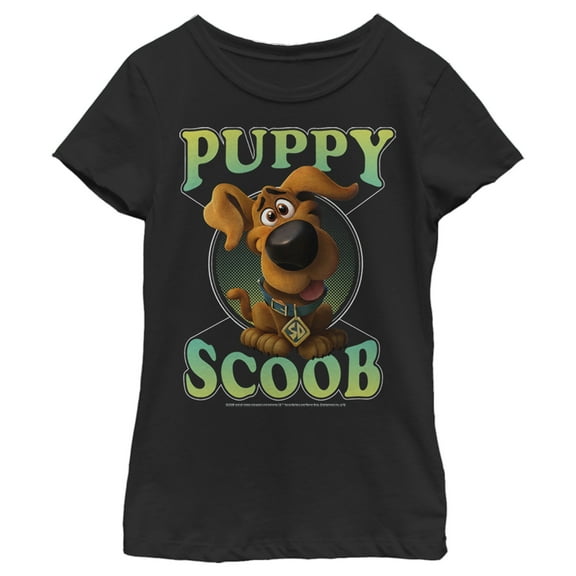 Girl's Scooby Doo Puppy Circle  Graphic Tee Black Medium