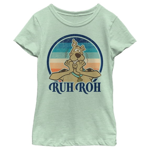 Girl's Scooby Doo Ruh Roh Retro Circle Graphic Tee Mint Medium