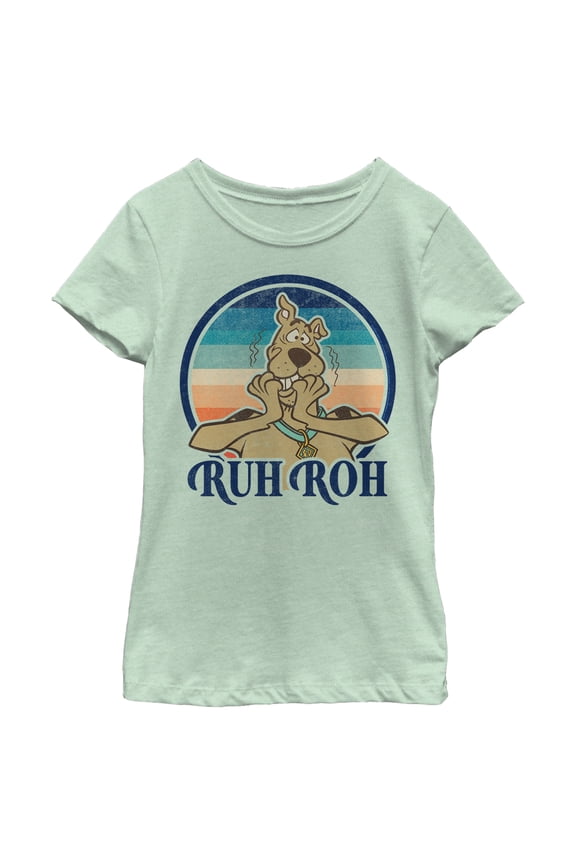 Girl's Scooby Doo Ruh Roh Retro Circle Graphic Tee Mint Medium